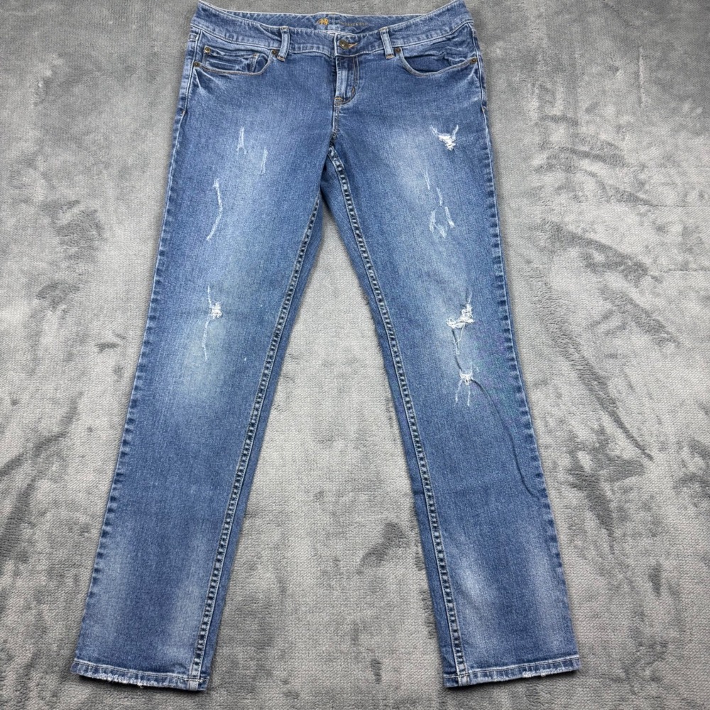 Outback Red Womens Size 12 Straight Leg Jeans Medium Wash Distressed Denim